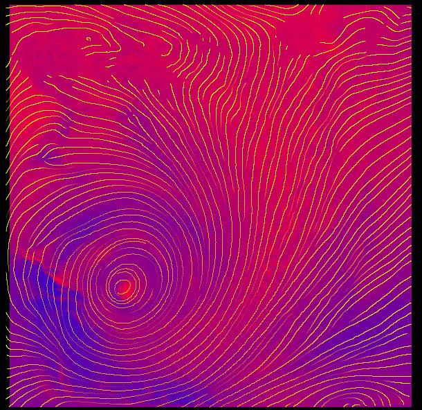 Streamlines, Euler, Tapering, Hintergrund: Temperatur